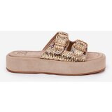 Boto Women's Platform Sandals With Buckles And Weaving Khaki Limme | ePonuda.com