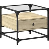 Furnova Klubska mizica s steklom sonoma hrast 50x50x45 cm jeklo, (21913144) | Shoptok.si
