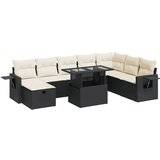 vidaXL Vrtna sedežna garnitura 9-delna z blazinami črn poli ratan, (21783625) | Shoptok.si