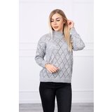 Kesi High-neckline sweater with a diamond pattern in gray color | Shoptok.si