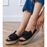 Gemre Black espadrille slides with a bow Luvis | shoptok.hr