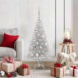 vidaXL Božično drevo med 150 LED z stojalom srebrna 120 cm PET | Shoptok.si