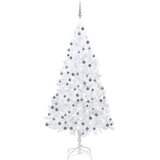 vidaXL Umetna novoletna jelka z LED lučkami in bučkami bela 210 cm, (20670982) | Shoptok.si