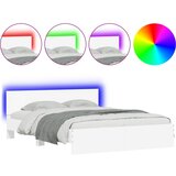  The Living Store Posteljni okvir z vzglavjem in LED bel 160x200 cm - Posteljni Okvir, (21498818) | Shoptok.si