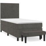 Box spring krevet s madracem tamnosivi 90x200 cm baršunasti | shoptok.hr