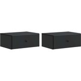  Noćni ormarić za montažu na zid 2 pcs Crna 49 x 34 5 x 20 cm - Crna 2 | shoptok.hr