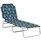 Maison Chic Zložljiv Ležalnik - Sončna ležalnik jeklo in blago potisk listja, (22043335) | Shoptok.si
