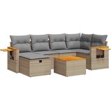 Maison Chic Seti vrtnega pohištva - Vrtna garnitura - Vrtni pohištvo set 7-delna z blazinami bež poli ratan, (21803044) | Shoptok.si