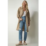 Happiness İstanbul Women's Beige Belted Seasonal Trench Coat