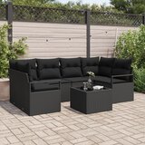 vidaXL 7-delni vrtni kavč z blazinami črna poli ratan | Shoptok.si