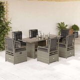  7-dijelni vrtni blagovaonski set od poliratana s jastucima sivi | shoptok.hr