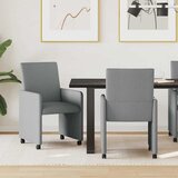 vidaXL jedilni stoli s kolesi 2 pcs svetlo siva 57 x 66 x 94 cm blago | Shoptok.si
