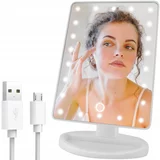  22 LED osvijetljena kozmetička ogledala, rotirajuća USB bijela