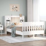 vidaXL Posteljni okvir brez vzmetnice bel 135x190 cm trdna borovina | Shoptok.si