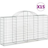  Lučne gabionske košare 15kom 200x30x100/120cm pocinčano željezo | shoptok.hr
