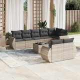 Maison Chic Seti vrtnega pohištva - Vrtna garnitura - Vrtni pohištvo set 9-delna z blazinami sv. siv poli ratan, (21806159) | Shoptok.si