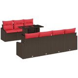 vidaXL Vrtna sedežna garnitura 8 pcs Rjava in rdeča poli ratan, (5000133932) | Shoptok.si