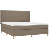 Krevet box spring s madracem LED smeđesivi 160x200 cm tkanina | Eponuda.ba
