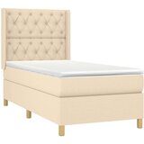  Okvir kreveta s oprugama i madrac krem 80x200 cm od tkanine | shoptok.hr