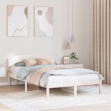 vidaXL Posteljni okvir z naslonom Bela 120x200 cm iz trdnega borovega lesa | Shoptok.si