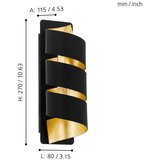 Eglo Elizondo zidna/1, e27, crno/zlatna/čelik | shoptok.hr