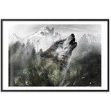  Plakat - Howling Wolf 90x60 Crni okvir s margom | shoptok.hr
