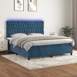 The Living Store Box spring postelja z vzmetnico LED temno modra 180x200cm žamet - Box Spring Postelja, (21438828) Cene