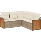 Maison Chic Seti vrtnega pohištva - Vrtna garnitura - Vrtni pohištvo set 5-delna z blazinami bež poli ratan, (21817202) | Shoptok.si