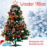 Olimp Sport Novogodišnja jelka sa ukrasima crvena 180cm Wonder | ePonuda.com