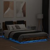  Okvir kreveta s uzglavljem LED boja dimljenog hrasta 150x200 cm | shoptok.hr