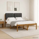  Krevetni okvir s tapiciranim uzglavljem Prirodna i tamnosiva - Prirodna i tamnosiva 150 x 200 cm | shoptok.hr