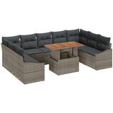 vidaXL 10-delni set vrtnih sedežev s blazinami siv poliratana | Shoptok.si