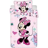 Jerry Fabrics Ružičasta pamučna dječja posteljina za dječji krevetić 100x135 cm Minnie Flowers – u