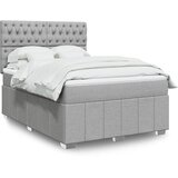 vidaXL Box spring postelja z vzmetnico svetlo siva 140x200 cm blago | Shoptok.si