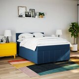  Krevet s oprugama i madracem plavi 140x200 cm od tkanine | shoptok.hr