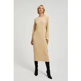 Moodo Women's long-sleeved midi dress - beige