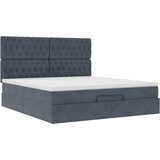  Otomanski posteljni okvir z vzmetnicami siv 180x200cm žamet | Shoptok.si