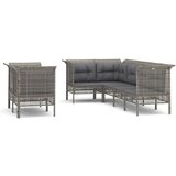 Maison Chic Seti vrtnega pohištva - Vrtna garnitura - Vrtni pohištvo set 7-delna z blazinami siv poli ratan, (21801535) | Shoptok.si