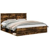  Krevetna konstrukcija s uzglavljem Dimljeni hrast 180 x 200 cm | shoptok.hr