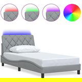 Maison Chic Posteljni okvir - Enojna postelja - Postelja za odrasle z LED brez vzmetnice svetlo siv 100x200cm blago, (21697394) Cene