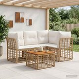  Set vanjskih sofa 5 kom. Prirodna i krema bijela Poliester | shoptok.hr