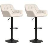 Nesta Barski stoli 2 kosa, retro dizajn, nastavljiva višina, umetno usnje in laneni videz, kremna in črna, (5000493890) | Shoptok.si