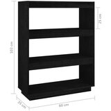 vidaXL Ormarić za knjige / sobna pregrada crni 80x35x103 cm borovina | shoptok.hr