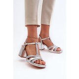 EVENTO Women's Silver Faux Leather Heeled Sandals Lyana | Shoptok.si