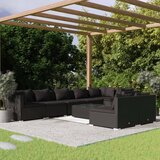  9-dijelna vrtna garnitura od poliratana s jastucima crna | shoptok.hr