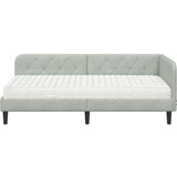 vidaXL Kotna postelja z vzmetnico Svetlo siva 90 x 190 cm Žamet | Shoptok.si
