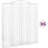 vidaXL Obokane gabion košare 6 kosi 200x30x220/240 cm pocinkano železo, (20981924) Cene
