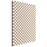  Slika - Checkerboard Pattern - Brown-White Grid with a Subtle Noise 40x60 Na talijanskom platnu | shoptok.hr
