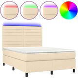  Box spring s madracem LED krem 140x200 cm od tkanine | shoptok.hr