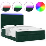  Ottoman krevet s madracima i LED diodama tamnozeleni 140x190 cm baršun | shoptok.hr